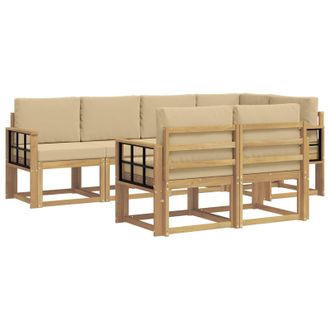 vidaXL Conjunto De Sof&aacute;s De Exterior Con Coj&iacute;n 7 Pcs Y Beige Poli&eacute;ster Vidaxl