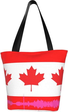 AOOEDM Tote Bag Canadian Flag Shopping Bags Small Reusable Market Bag Beach Tote Bags Travel Totes