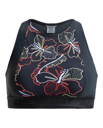 Roxy Triangel-Bikini-Top ROXY Roxy Active, Damen, Gr. XS, Cup B, anthrazit athletic hibiscus, Obermaterial: 75% Nylon, 25% Elasthan;, Bikini-Oberteile Tria