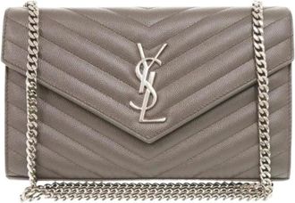 Saint Laurent Pre-owned Clutches, female, Gray, Size: ONE SIZE Pre-owned Vintage Shoulder Bag