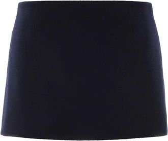 Miu Miu Womens Virgin Wool-Cashmere Blend Mini Skirt Navy