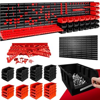 Deuba Pannello Preforato Per Utensili 95x54cm Ampliabile 94pz. 60 Ganci 2 Vassoi 28 Box Officina - Deuba