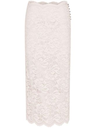 Paco Rabanne Gonna semi trasparente in pizzo a fiori - Bianco