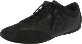 Versace Black Suede And Soft Leather Medusa Lace Up Sneakers