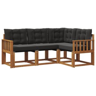vidaXL Conjunto De Sof&aacute;s De Exterior Con Coj&iacute;n 4 Pcs Natural Y Negro Vidaxl