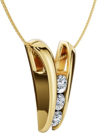 Pompeii3 1/2Ct Three Stone Diamond Pendant Gold Womens 18 Necklace Lab Grown