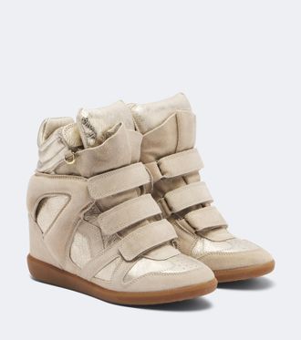 Isabel Marant Zapatillas con cu&ntilde;a Bekett de piel metalizada y ante