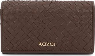 Kazar Gevlochten Leren Portemonnee - Dames - Portefeuilles - Bruin - ONE Size - Leer - Accessoires