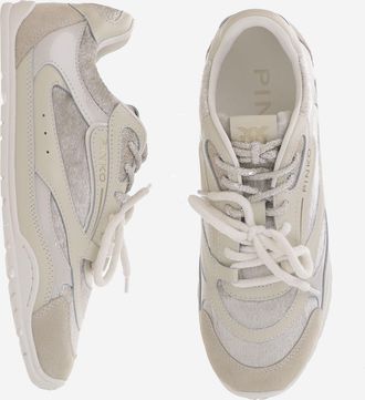 Pinko Womens Sneakers Yulia Leather And Mesh Beige Upper: Trainers