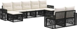vidaXL Conjunto De Sof&aacute;s De Jard&iacute;n 9 Uds. Negro Y Blanco Crema Vidaxl