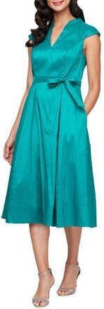 Alex Evenings Stretch Taffeta Cocktail Dress in Hot Teal at Nordstrom Rack, Size 6