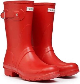Hunter Korte Militaire Rode Waterdichte Rubberlaarzen - Dames - Regenlaarzen - Rood - 36 EU - Schoenen