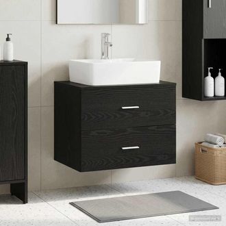 vidaXL Vidaxl Mobile Da Bagno Da Muro Rovere Nero 62,5 X 44,5 X 50 Cm