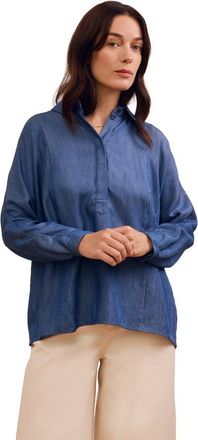 Celtic & Co. Drapey Pop Over Blouse in Denim Blue at Nordstrom, Size 10