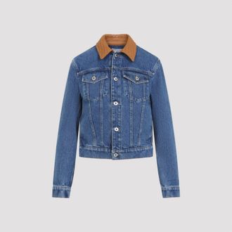 Bottega Veneta denim jack met intrecciato kraag