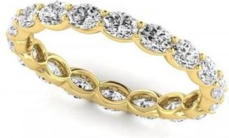 Allurez Oval Cut Lab Grown Diamonds Eternity Ring Wedding Band 14K Yellow Gold (2.00ct)