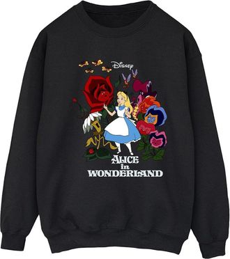 Disney Dames/Dames Alice In Wonderland Bloemen Sweatshirt (Zwart)