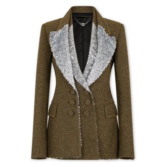 Paco Rabanne Jassen, Dames, Geel, S, Katoen, Tailored Blazer in Wool