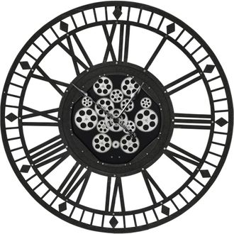 Libra Interiors Gibbons grey skeleton 90cm moving cog clock
