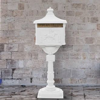 Berkfield Home Pedestal Letterbox Aluminium Vintage Style Rustproof White