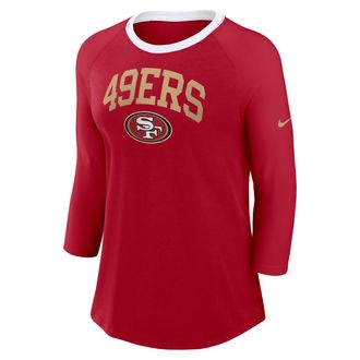 Nike San Francisco 49ers Nike Womens NFL 3/4-Sleeve T-Shirt in Red | 01UE0A7L73-PVL