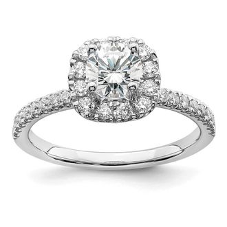 Diamond2Deal 14k White Gold 1 Ct Lab Grown Diamond Halo Engagement Ring