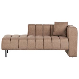 Beliani Beliani - Chaise Longue De Tela Estilo Moderno Con Patas Negras Y Coj&iacute;n Adicional Marr&oacute;n Claro Derecho Lannils