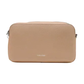 Calvin Klein Cross Body Bags, female, Beige, Size: ONE SIZE Webbing 2x Strap Large Camera Bag