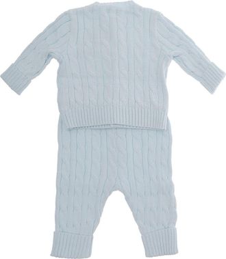 Polo Ralph Lauren Unisex Cotton Sweater And Pants Set Light Blue Tracksuit Sets