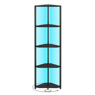 Vasagle Estanter&iacute;a esquinera de 5 niveles con iluminaci&oacute;n led de acero negro