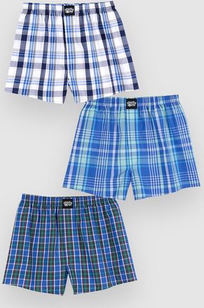 Lousy Livin Underwear Checkered 3Pack Boxershorts blau
