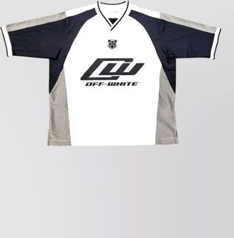 Off-white soccer team mesh panel stripe top