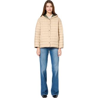 Gerard Darel Serena Quilted Hooded Reversible Jacket in Sand at Nordstrom, Size Medium