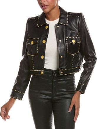 L'agence LAgence Winsome Crop Studded Leather Jacket