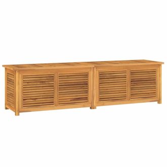 Berkfield Home Garden Storage Box with Bag 200x50x53 cm Solid Wood Teak in Brown | Size: 200 x 50 x 53 cm