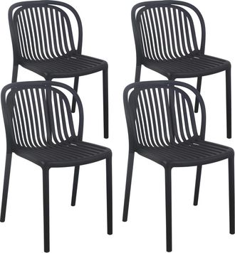Oviala Juego de 4 sillas de jard&iacute;n de pl&aacute;stico negro