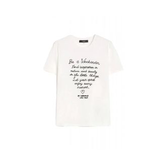 Max Mara Tops, Heren, Wit, L, Katoen, Cotton Print T-Shirt Ara