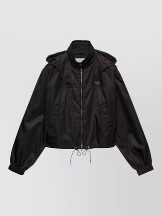 Prada nylon hooded coat drawstring hem