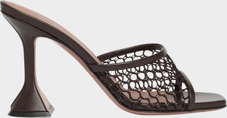 Amina Muaddi Lupita Net Leather Sandals