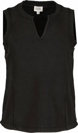 bobi Womens Split Neck Muscle Tank In Faded Black