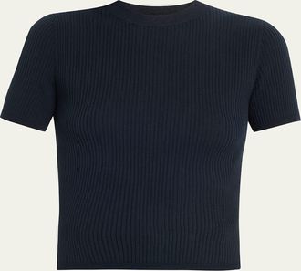 Nili Lotan Dorset Cotton Rib Short-Sleeve Sweater