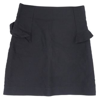 Sandro Ruffle Trim Mini A-Line Skirt in Black Wool