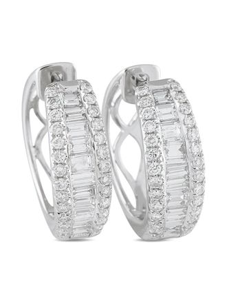 Luxury Bazaar 18K white gold diamond earrings - women - 18kt White Gold/Diamond - One Size - Silver