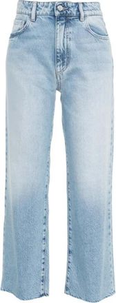 Icon Denim Los Angeles Hoge Taille Geknipte Distressed Blauwe Jeans - Dames - Regular Fit Jeans - Blauw - W26 - Katoen - Jeans