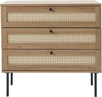 Meubles et Design Cómoda de 3 cajones de madera y metal L80cm - Madera clara