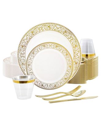 Elama 150Pc Disposable Plastic Dinnerware Party Set