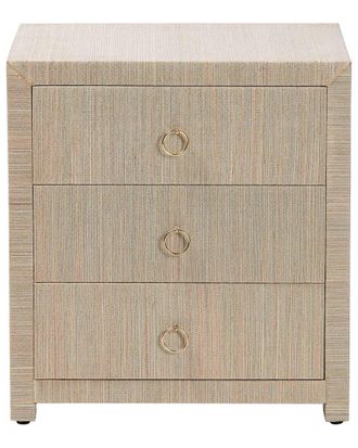 Baxton Studio Quinn Bohemian Woven Grasscloth 3-Drawer Nightstand