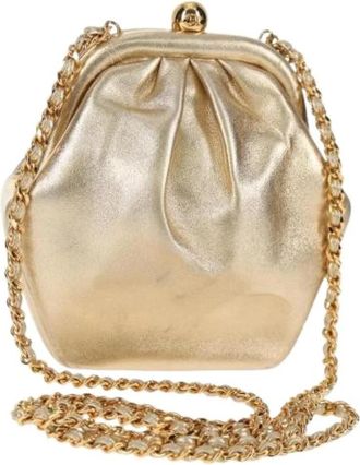 Chanel Pre-owned Leren Mini Tas - Dames - Vintage Mini Tas - Geel - ONE Size - Leer - Vintage