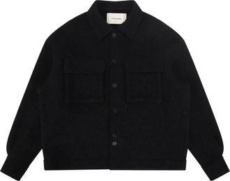 Entire studios Black Oversized Wool-Blend Flap-Pocket Shirt