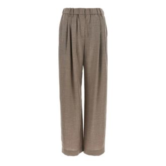 Brunello Cucinelli Trousers - female - Brunello Cucinelli - Wide Trousers - Gray - M - Trousers